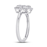 14kt White Gold Womens Baguette Diamond Rectangle Fashion Ring 1/2 Cttw