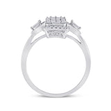 14kt White Gold Womens Baguette Diamond Rectangle Fashion Ring 1/2 Cttw