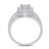 14kt White Gold Womens Baguette Diamond Spiral Fashion Ring 1-7/8 Cttw