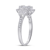 14kt White Gold Womens Baguette Diamond Square Ring 3/4 Cttw