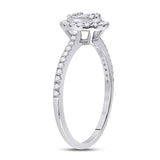 14kt White Gold Womens Baguette Diamond Oval Cluster Ring 1/3 Cttw
