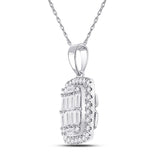 14kt White Gold Womens Baguette Diamond Fashion Pendant 1/2 Cttw