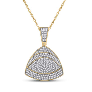10kt Yellow Gold Mens Round Diamond All-Seeing Eye Triangle Charm Pendant 3/4 Cttw