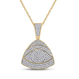 10kt Yellow Gold Mens Round Diamond All-Seeing Eye Triangle Charm Pendant 3/4 Cttw
