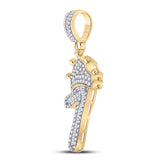 10kt Yellow Gold Mens Baguette Diamond Number 1 Crown Charm Pendant 1/2 Cttw