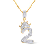 10kt Yellow Gold Mens Baguette Diamond Number 2 Crown Charm Pendant 3/4 Cttw