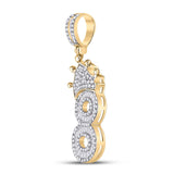 10kt Yellow Gold Mens Round Diamond Number 8 Crown Charm Pendant 3/4 Cttw