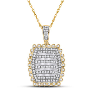 10kt Yellow Gold Mens Round Diamond Pillow Cushion Charm Pendant 2-1/3 Cttw