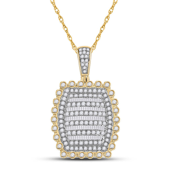 10kt Yellow Gold Mens Round Diamond Pillow Cushion Charm Pendant 2-1/3 Cttw