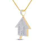 10kt Yellow Gold Mens Round Diamond Bolt Trap House Charm Pendant 1-1/4 Cttw