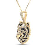 10kt Yellow Gold Mens Round Diamond Tiger Charm Pendant 2 Cttw
