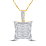 10kt Yellow Gold Mens Baguette Diamond Square Kite Charm Pendant 1-1/4 Cttw