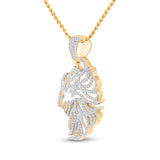 10kt Yellow Gold Mens Round Diamond Lion Mane Charm Pendant 3/4 Cttw