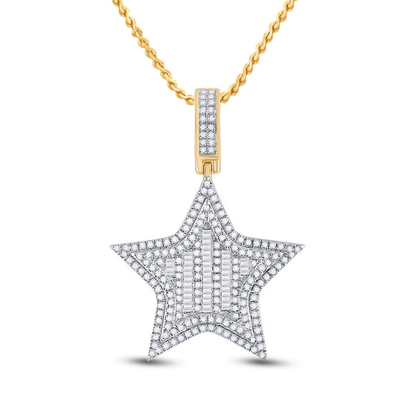 14kt Yellow Gold Mens Round Diamond Star Charm Pendant 3/4 Cttw