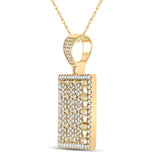14kt Yellow Gold Mens Round Diamond Rectangle Charm Pendant 2 Cttw