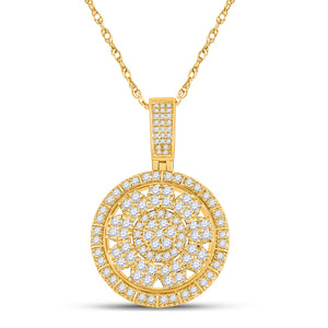 14kt Yellow Gold Mens Round Diamond Circle Charm Pendant 2-1/4 Cttw