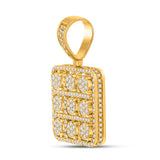 14kt Yellow Gold Mens Round Diamond Square Charm Pendant 2-1/2 Cttw