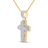 14kt Yellow Gold Mens Baguette Diamond Cross Charm Pendant 2-1/3 Cttw
