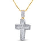 14kt Yellow Gold Mens Baguette Diamond Cross Charm Pendant 2-1/3 Cttw