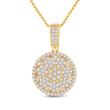 10kt Yellow Gold Mens Round Diamond Cluster Circle Charm Pendant 3 Cttw