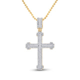 14kt Yellow Gold Mens Round Diamond Cross Charm Pendant 7/8 Cttw