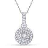 10kt White Gold Womens Round Diamond Circle Pendant 1/6 Cttw