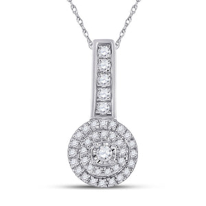 10kt White Gold Womens Round Diamond Circle Pendant 1/5 Cttw