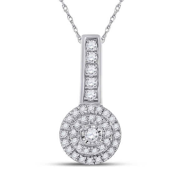 10kt White Gold Womens Round Diamond Circle Pendant 1/5 Cttw