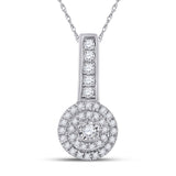 10kt White Gold Womens Round Diamond Circle Pendant 1/5 Cttw