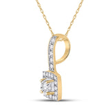 10kt Yellow Gold Womens Round Diamond Square Pendant 1/5 Cttw