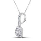 10kt White Gold Womens Round Diamond Square Pendant 1/5 Cttw