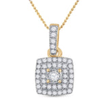 10kt Yellow Gold Womens Round Diamond Square Pendant 1/4 Cttw