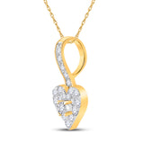 10kt Yellow Gold Womens Round Diamond Heart Pendant 1/3 Cttw