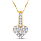 10kt Yellow Gold Womens Round Diamond Heart Pendant 1/3 Cttw