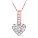 10kt Rose Gold Womens Round Diamond Heart Pendant 1/3 Cttw