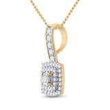 10kt Yellow Gold Womens Round Diamond Square Pendant 1/3 Cttw