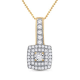 10kt Yellow Gold Womens Round Diamond Square Pendant 1/3 Cttw