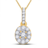 10kt Yellow Gold Womens Round Diamond Oval Pendant 1/5 Cttw