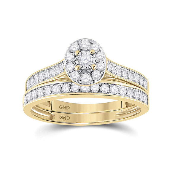 10kt Yellow Gold Round Diamond Bridal Wedding Ring Band Set 1/2 Cttw