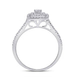 10kt White Gold Round Diamond Halo Bridal Wedding Ring Band Set 1/4 Cttw