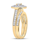 10kt Yellow Gold Round Diamond Oval Bridal Wedding Ring Band Set 1/2 Cttw