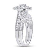 10kt White Gold Round Diamond Bridal Wedding Ring Band Set 1/2 Cttw