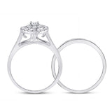 10kt White Gold Round Diamond Bridal Wedding Ring Band Set 1/2 Cttw