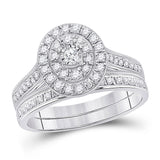 10kt White Gold Round Diamond Bridal Wedding Ring Band Set 1/2 Cttw