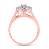 10kt Rose Gold Round Diamond Oval Bridal Wedding Ring Band Set 1/2 Cttw