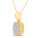 10kt Yellow Gold Womens Round Diamond Square Pendant 1/6 Cttw