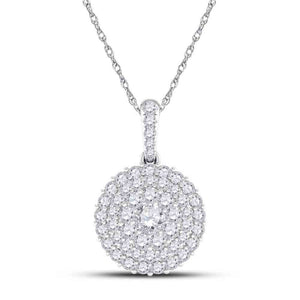 14kt White Gold Womens Round Diamond Cluster Pendant 1/2 Cttw