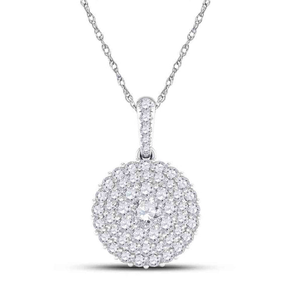 14kt White Gold Womens Round Diamond Cluster Pendant 1/2 Cttw