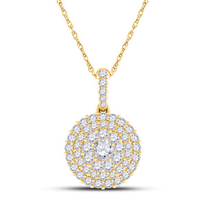 14kt Yellow Gold Womens Round Diamond Cluster Pendant 1/2 Cttw