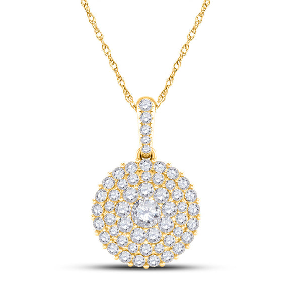 14kt Yellow Gold Womens Round Diamond Cluster Pendant 1/2 Cttw